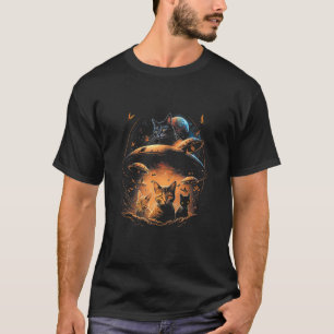 Camiseta Ilustración de ciencia ficción espacial de gatos l