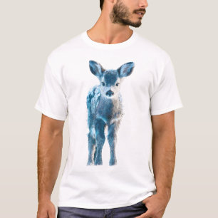 Camiseta Ilustración de Ciervo Bebé Azul Irisado para Hombr