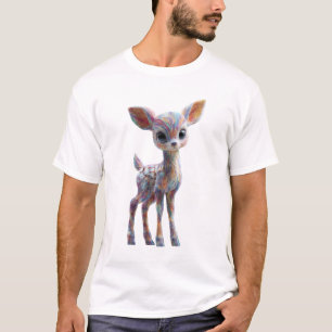 Camiseta Ilustración de Ciervo Psicodélico Arcoíris Hombres