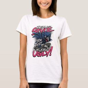 Camiseta Ilustración de cita de skater de pájaro que caigo 