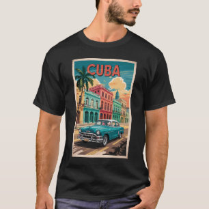 Camiseta Ilustración de coche clásico de Cuba Arte de viaje