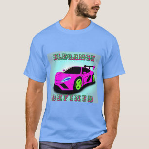 Camiseta Ilustración de coche deportivo rosa con diseño mod