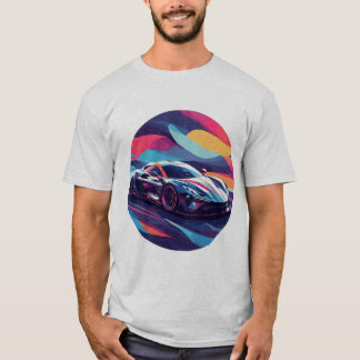 Camiseta Ilustracion de coches deportivos dinámicos y futur
