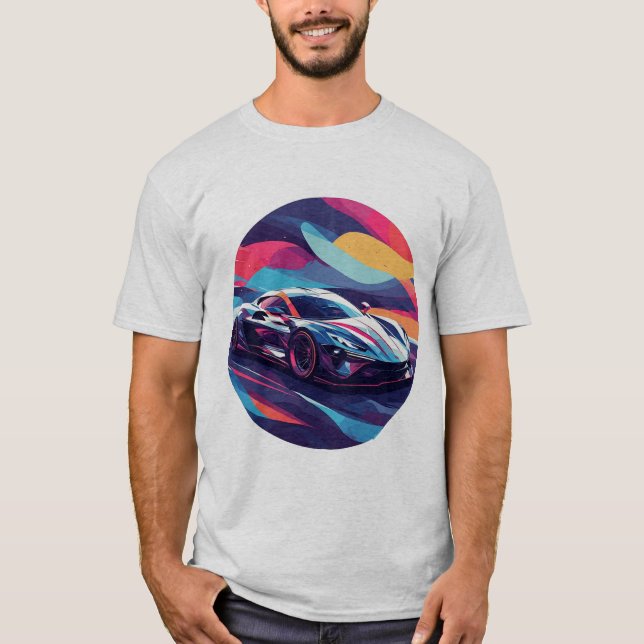 Camiseta Ilustracion de coches deportivos dinámicos y futur (Anverso)