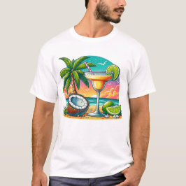 Camiseta ilustracion de cócteles margarita en verano