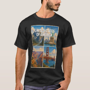 Camiseta Ilustración de collage de Estados Unidos Viajes Ar