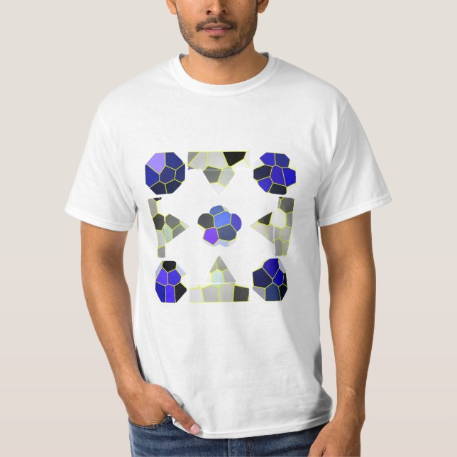 Camiseta Ilustracion de color Formas de brillo, gris y azul (Anverso)