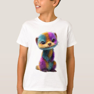 Camiseta Ilustración de comadreja con pelaje de arcoíris co
