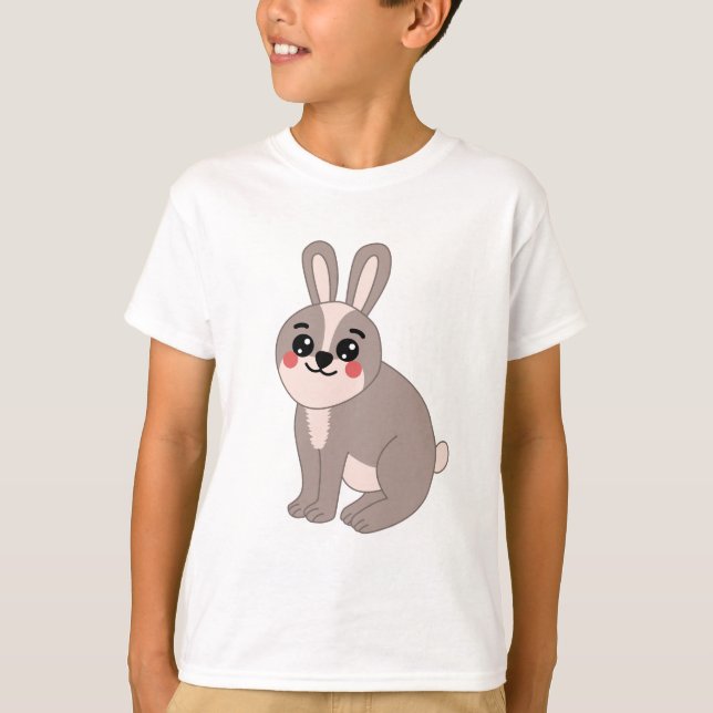 Camiseta Ilustracion de Conejo Cute Kawaii (Anverso)