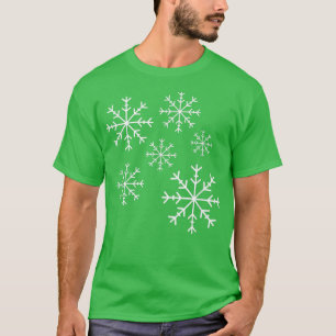 Camiseta Ilustracion de copos de nieve en invierno blanco