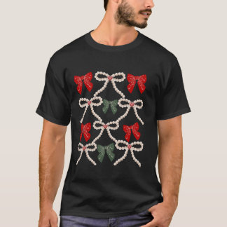 Camiseta Ilustracion de Coquette de Perla de Bow Rojo y Ver
