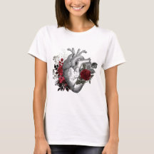 Ilustración de corazón vintage con rosas rojas san