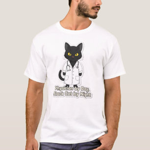 Camiseta Ilustración de Cota Médica de Gato Negro