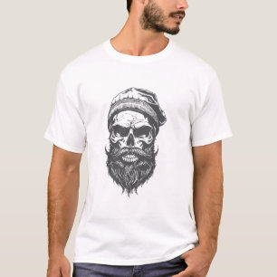 Camiseta Ilustración de cráneo con barba de hipster
