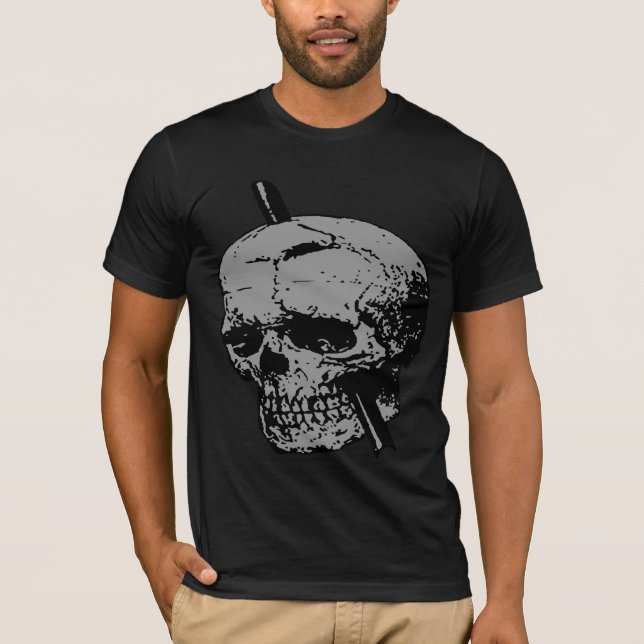Camiseta Ilustración de cráneo con vector gris de hierro de (Anverso)