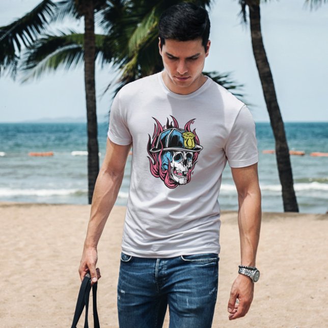 Camiseta Ilustracion de cráneo de Fireman (Subido por el creador)