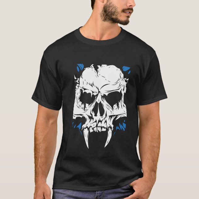 Camiseta Ilustracion de cráneo de vampiros arte negro moder (Anverso)