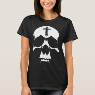 Camiseta Ilustracion de cráneo gótico negro y blanco demoni
