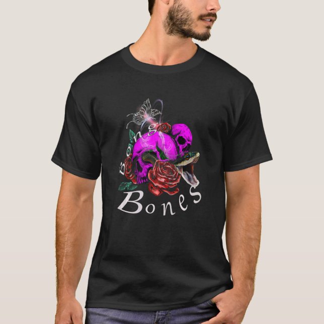 Camiseta Ilustracion de cráneo rosa Bong Bones favoritos Wo (Anverso)