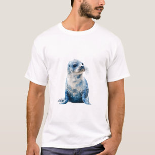 Camiseta Ilustración de cría de foca ártica con manchas azu