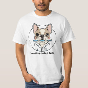Camiseta Ilustración de Dentista de Bulldog Francés Adorabl
