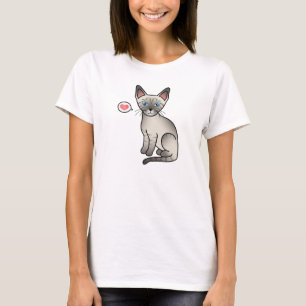 Camiseta Ilustración de dibujo animado lindo de gato siamés