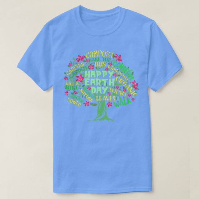 Camiseta Ilustracion de dibujo del árbol Happy Earth Day (Diseño del anverso)