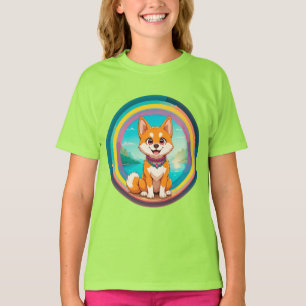 Camiseta Ilustración de dibujos animados coloridos de perro