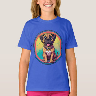 Camiseta Ilustración de dibujos animados coloridos de pug a
