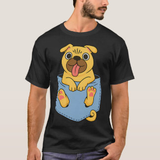Camiseta Ilustración de dibujos animados de adorable pug en