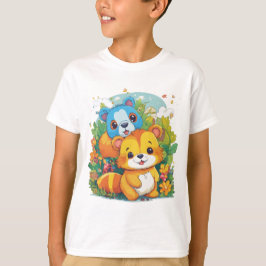 Camiseta Ilustración de dibujos animados de animales lindos