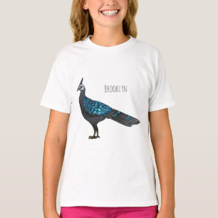 Camiseta ilustración de dibujos animados de ave faisán pavo
