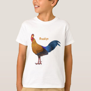 Camiseta ilustración de dibujos animados de ave gallo de la
