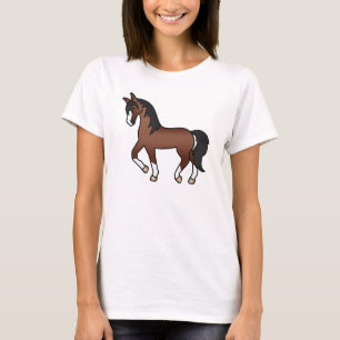 Camiseta Ilustración De Dibujos Animados De Caballo Marrón