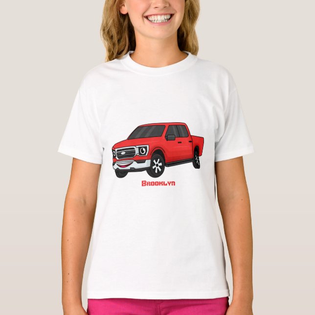 Camiseta Ilustración de dibujos animados de camioneta picku (Anverso)
