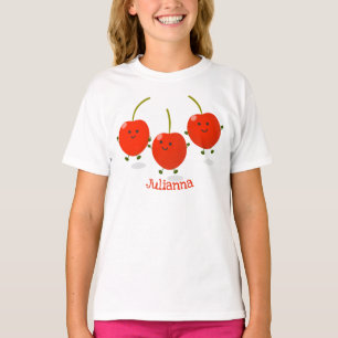 Camiseta Ilustración de dibujos animados de cerezas rojas s