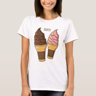 Camiseta Ilustración de dibujos animados de cono de helado 