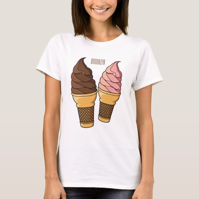 Camiseta Ilustración de dibujos animados de cono de helado  (Anverso)
