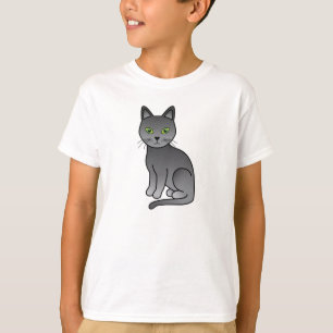 Camiseta Ilustración de dibujos animados de gato azul ruso