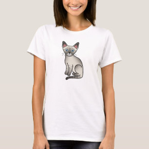Camiseta Ilustración de dibujos animados de gato siamés de 