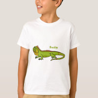 Ilustración de dibujos animados de iguana verde fe