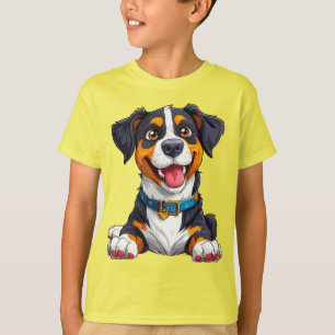 Camiseta Ilustración de dibujos animados de perro feliz