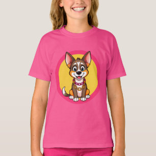 Camiseta Ilustración de dibujos animados de perro feliz