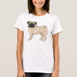 Camiseta Ilustración de dibujos animados de perro pug cerva