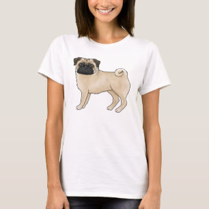 Camiseta Ilustración de dibujos animados de perro pug cerva