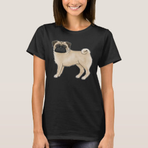 Camiseta Ilustración de dibujos animados de perro pug cerva