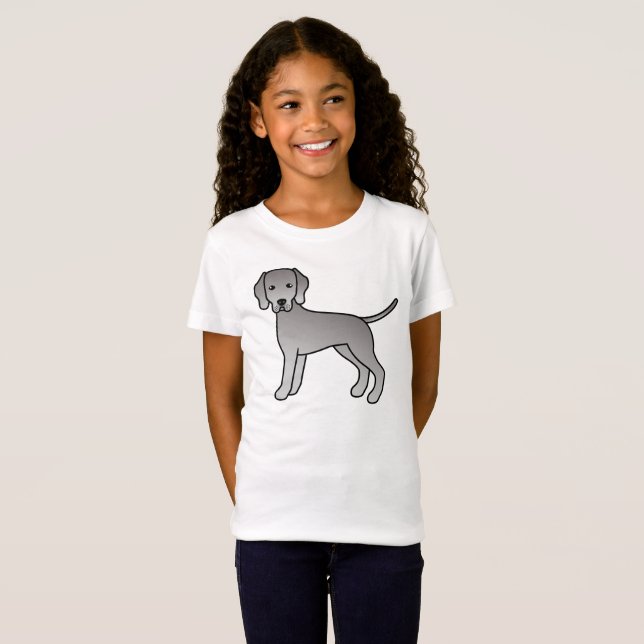 Camiseta Ilustración de dibujos animados de perro Weimarane (Anverso completo)