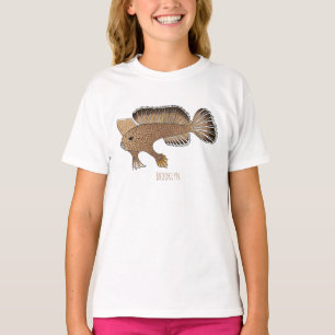 Camiseta Ilustración de dibujos animados de pez mano