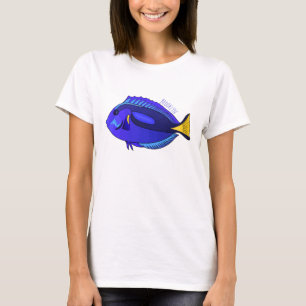 Camiseta Ilustración de dibujos animados de pez tang azul
