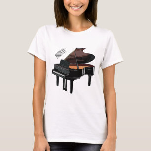 Camiseta ilustración de dibujos animados de piano